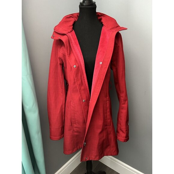 women’s L red Cloudveil coat hooded Large light warm jacket trench shell - Picture 3 of 10